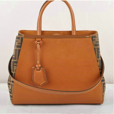 F2552M Fendi 2Jours Saffiiano Pelle Tessuto Tote Bag F2552M Tan